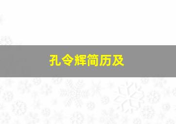 孔令辉简历及