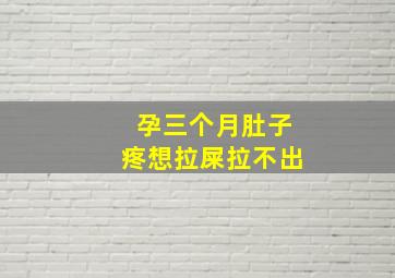 孕三个月肚子疼想拉屎拉不出