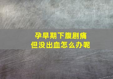 孕早期下腹剧痛但没出血怎么办呢