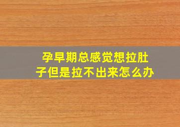 孕早期总感觉想拉肚子但是拉不出来怎么办