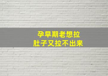 孕早期老想拉肚子又拉不出来