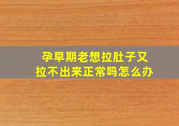 孕早期老想拉肚子又拉不出来正常吗怎么办