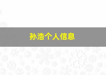 孙浩个人信息