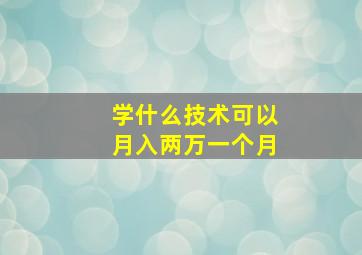 学什么技术可以月入两万一个月