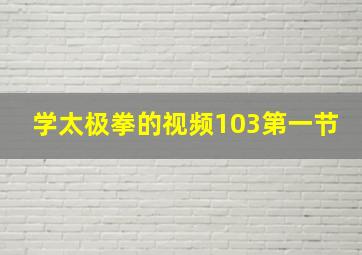 学太极拳的视频103第一节