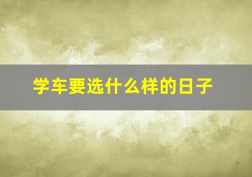 学车要选什么样的日子