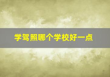 学驾照哪个学校好一点