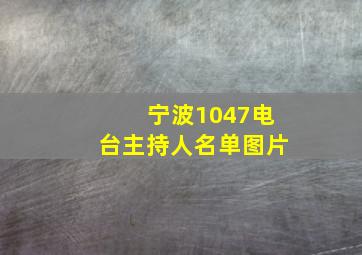 宁波1047电台主持人名单图片