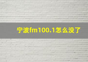 宁波fm100.1怎么没了