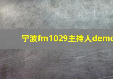 宁波fm1029主持人demo