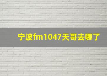 宁波fm1047天哥去哪了