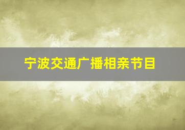 宁波交通广播相亲节目