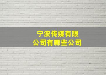 宁波传媒有限公司有哪些公司