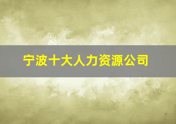 宁波十大人力资源公司