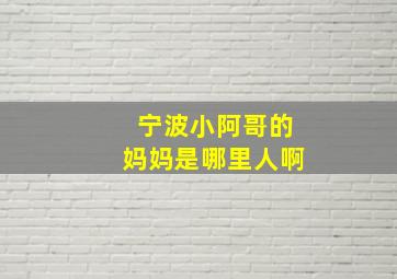 宁波小阿哥的妈妈是哪里人啊