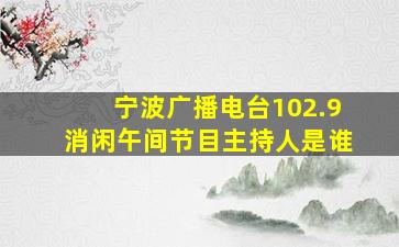 宁波广播电台102.9消闲午间节目主持人是谁