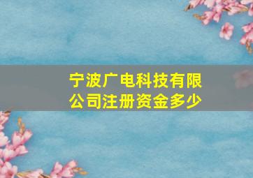 宁波广电科技有限公司注册资金多少