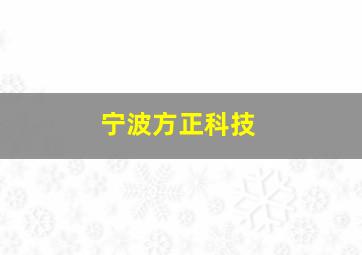 宁波方正科技