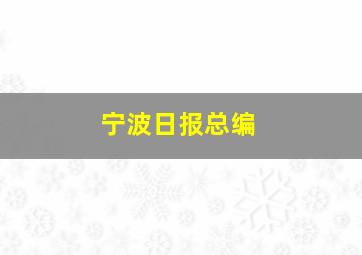 宁波日报总编