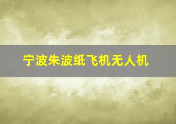 宁波朱波纸飞机无人机