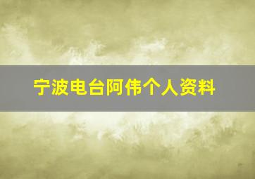 宁波电台阿伟个人资料