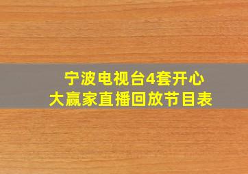 宁波电视台4套开心大赢家直播回放节目表