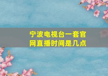 宁波电视台一套官网直播时间是几点