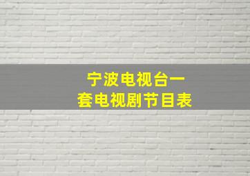 宁波电视台一套电视剧节目表