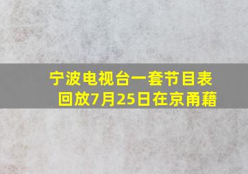 宁波电视台一套节目表回放7月25日在京甬藉