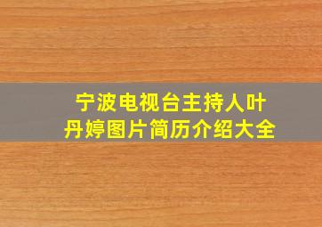 宁波电视台主持人叶丹婷图片简历介绍大全