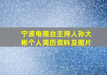 宁波电视台主持人孙大彬个人简历资料及图片