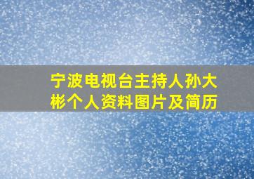 宁波电视台主持人孙大彬个人资料图片及简历