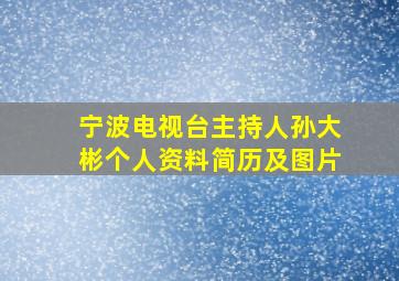 宁波电视台主持人孙大彬个人资料简历及图片