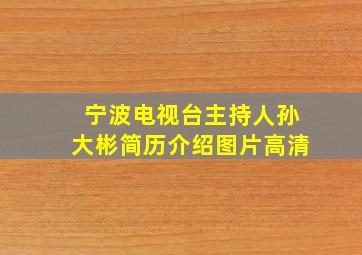 宁波电视台主持人孙大彬简历介绍图片高清