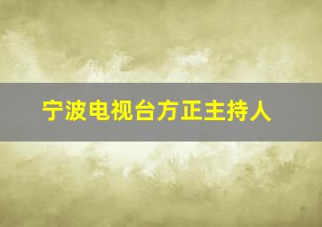 宁波电视台方正主持人