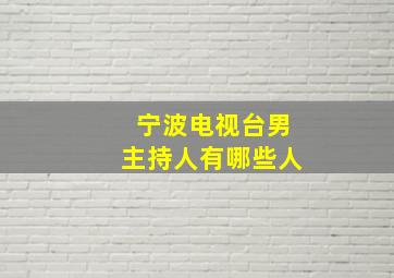 宁波电视台男主持人有哪些人