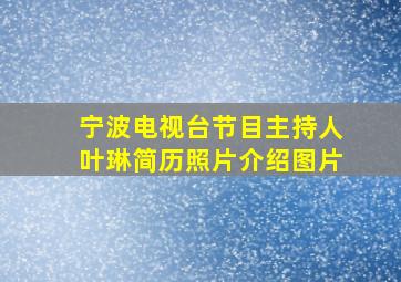 宁波电视台节目主持人叶琳简历照片介绍图片