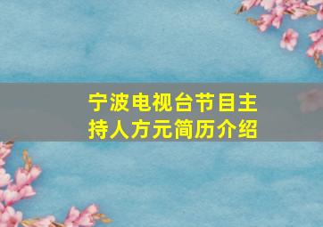 宁波电视台节目主持人方元简历介绍