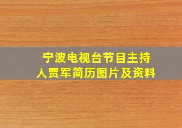 宁波电视台节目主持人贾军简历图片及资料