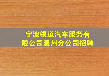 宁波领道汽车服务有限公司温州分公司招聘