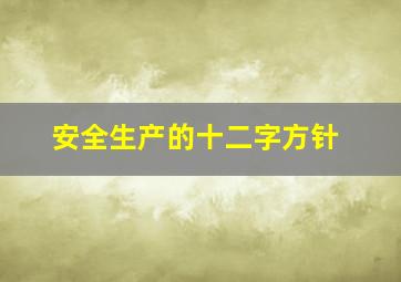 安全生产的十二字方针