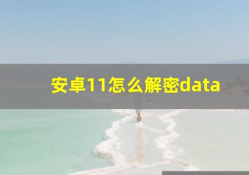 安卓11怎么解密data