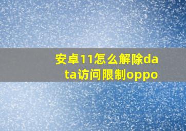 安卓11怎么解除data访问限制oppo