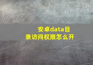 安卓data目录访问权限怎么开