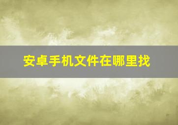 安卓手机文件在哪里找