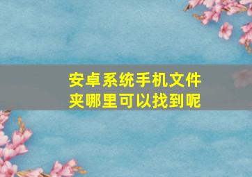 安卓系统手机文件夹哪里可以找到呢