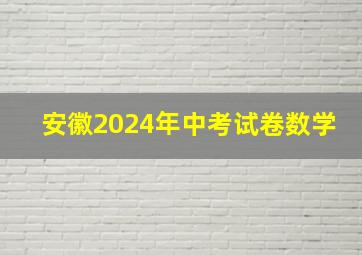 安徽2024年中考试卷数学