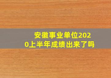 安徽事业单位2020上半年成绩出来了吗