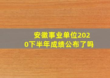 安徽事业单位2020下半年成绩公布了吗