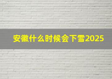 安徽什么时候会下雪2025